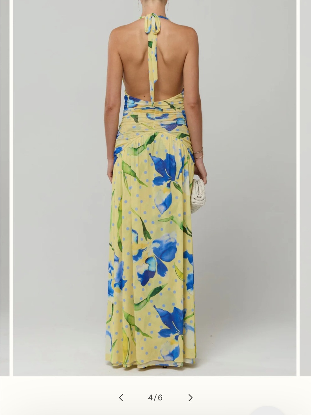 RESA Yellow Floral Halter Maxi Dress with Blue & Green Print (Grace Maxi Soleil) - Picture 4 of 8